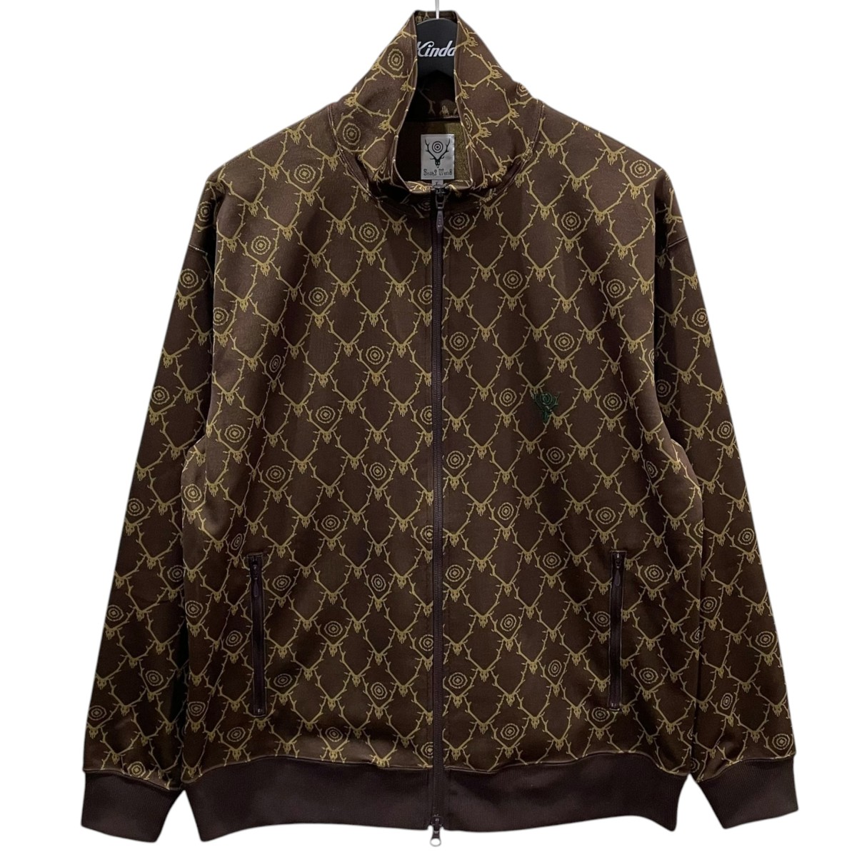 【中古】South2 West8 24SS ジップアップジャケット Trainer Jacket - Poly Jq． 調教師上衣 ポリジャカード OT597 赤銅色 大きさ：L 【100626】（サウス2酉の方角8）