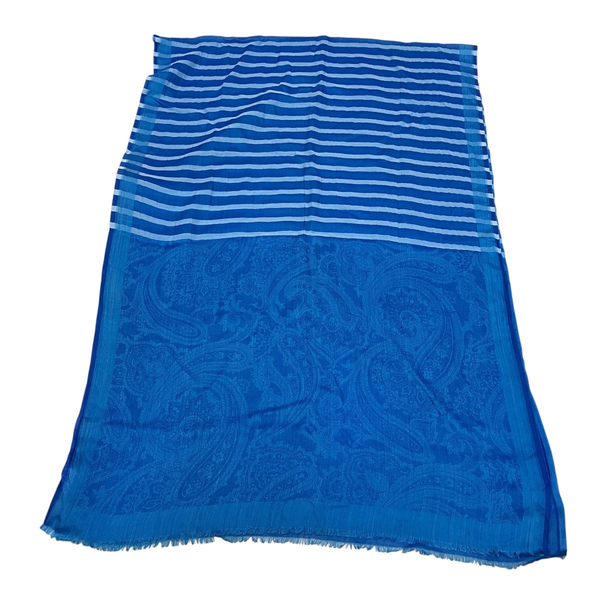 【中古】ETRO 絹地混えり巻き 161-1H402-9350 青色 【100626】（エトロ）