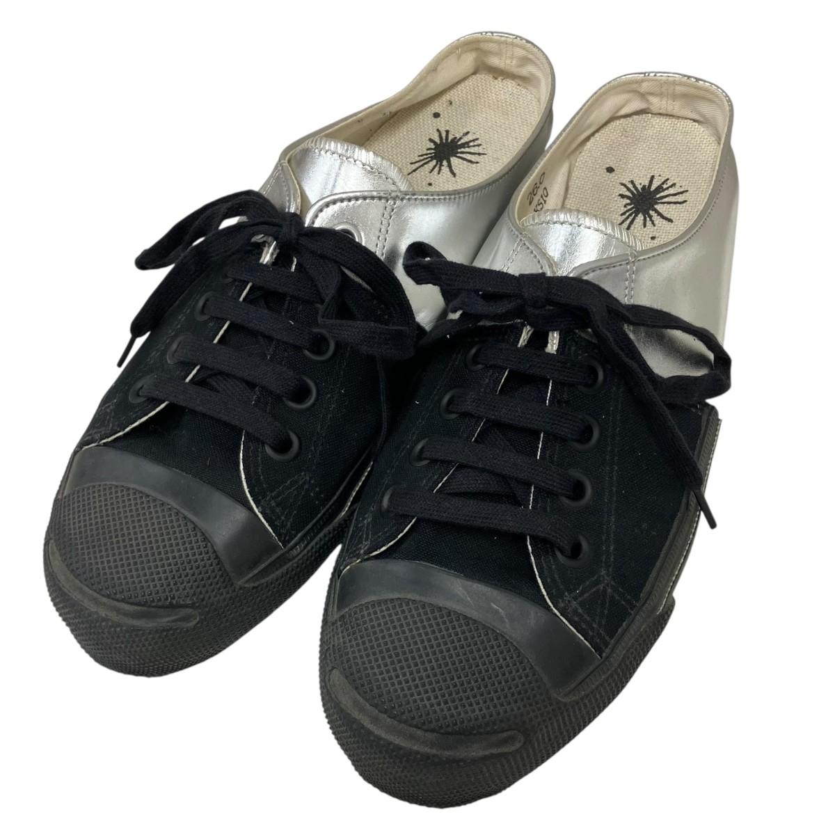 【中古】MIHARA YASUHIRO ローカットスニーカー 黒いこと×しろがね色 大きさ：26糎 【100626】（ミハラヤスヒロ）