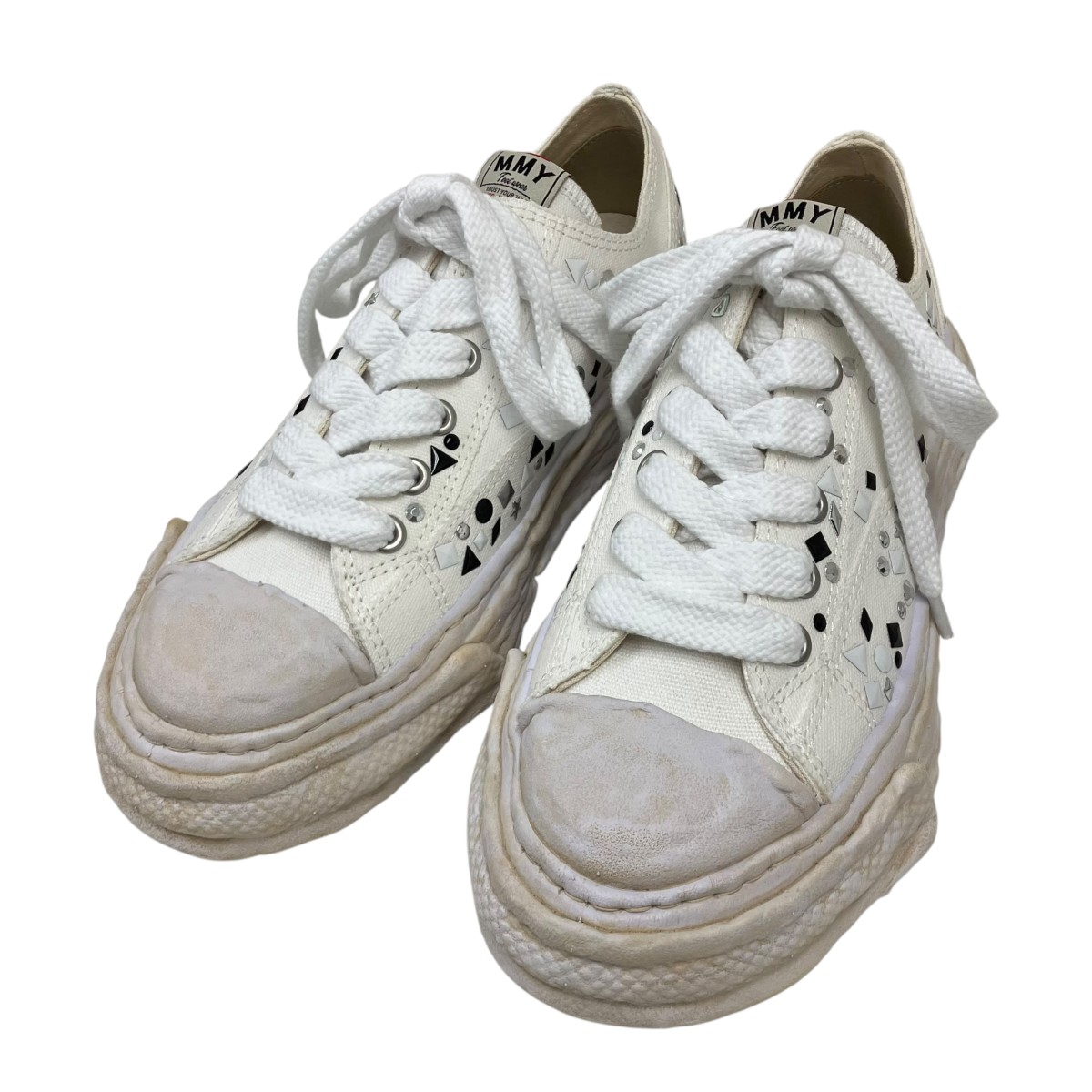 【中古】Maison MIHARA YASUHIRO PETERSON 23 embellished canvas Low ローカットスニーカー 白いこと 大きさ：42 【100626】（メゾンミハラヤスヒロ）
