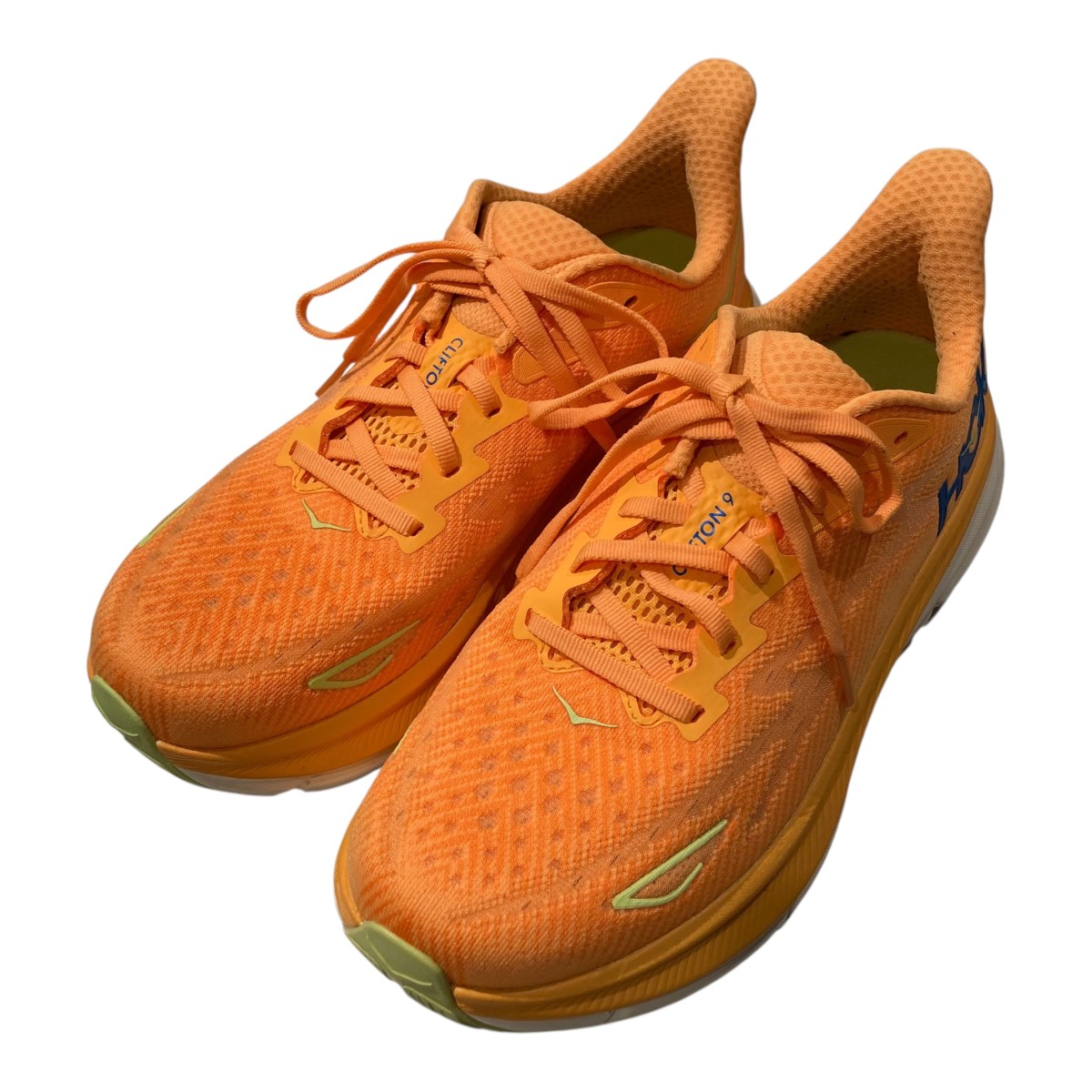 【中古】HOKAONEONE M CLIFTON 9  スニーカー 1127895 オレンジ色 大きさ：25.5糎 【100626】（ホカオネオネ）