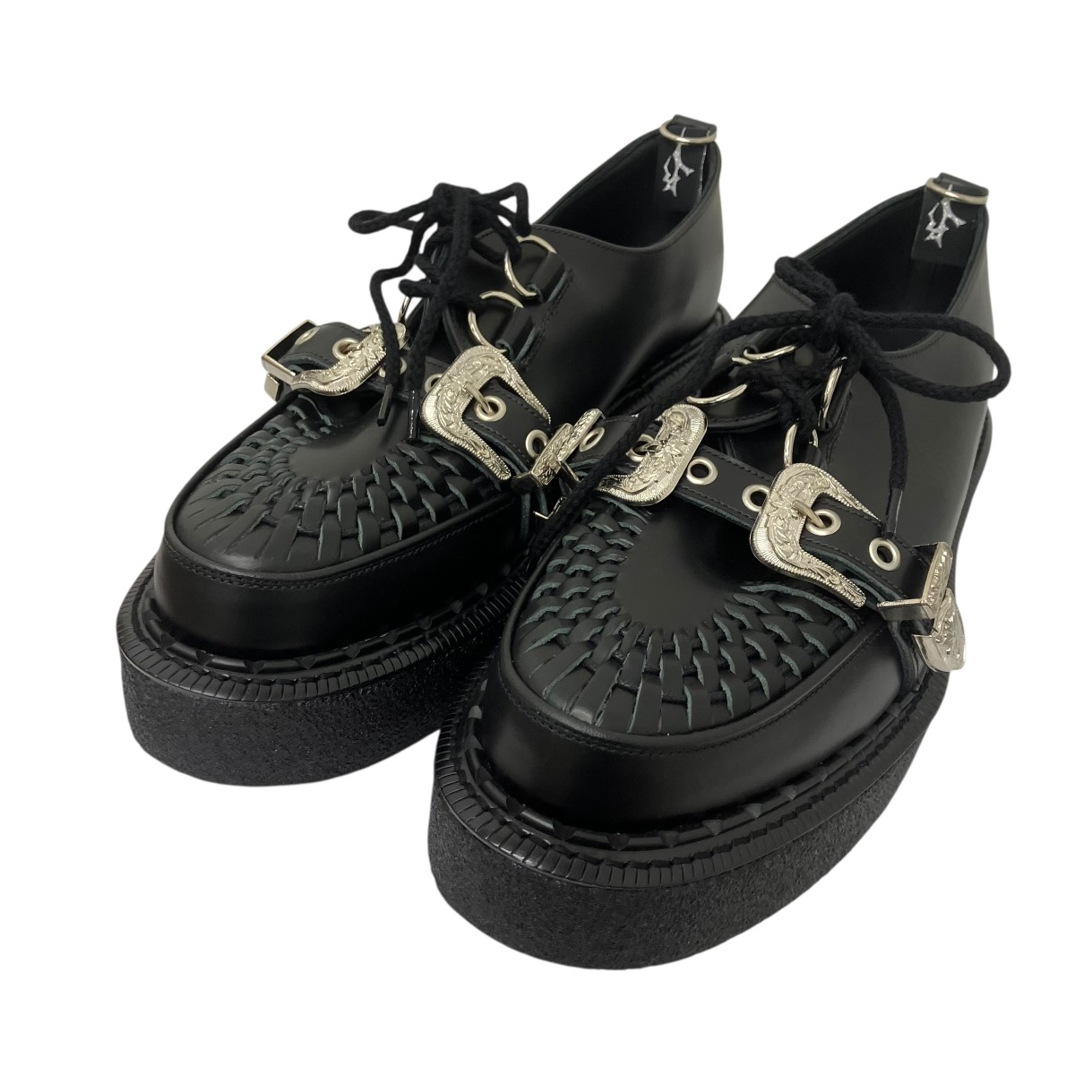 【中古】LIBERE×GEORGE COX ベルテッドレースアップシューズ 黒いこと×しろがね色 大きさ：10 【100626】（リベーレ×ジョージコックス）