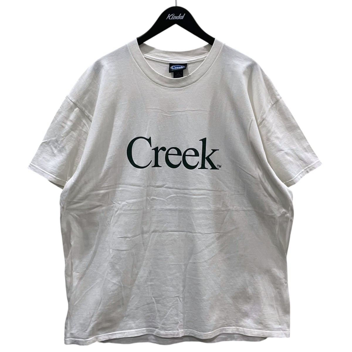 【中古】Creek ロゴタイプ刷り上げるプルオーバー オフホワイト・グリーン 大きさ：2XL 【100626】（細流）