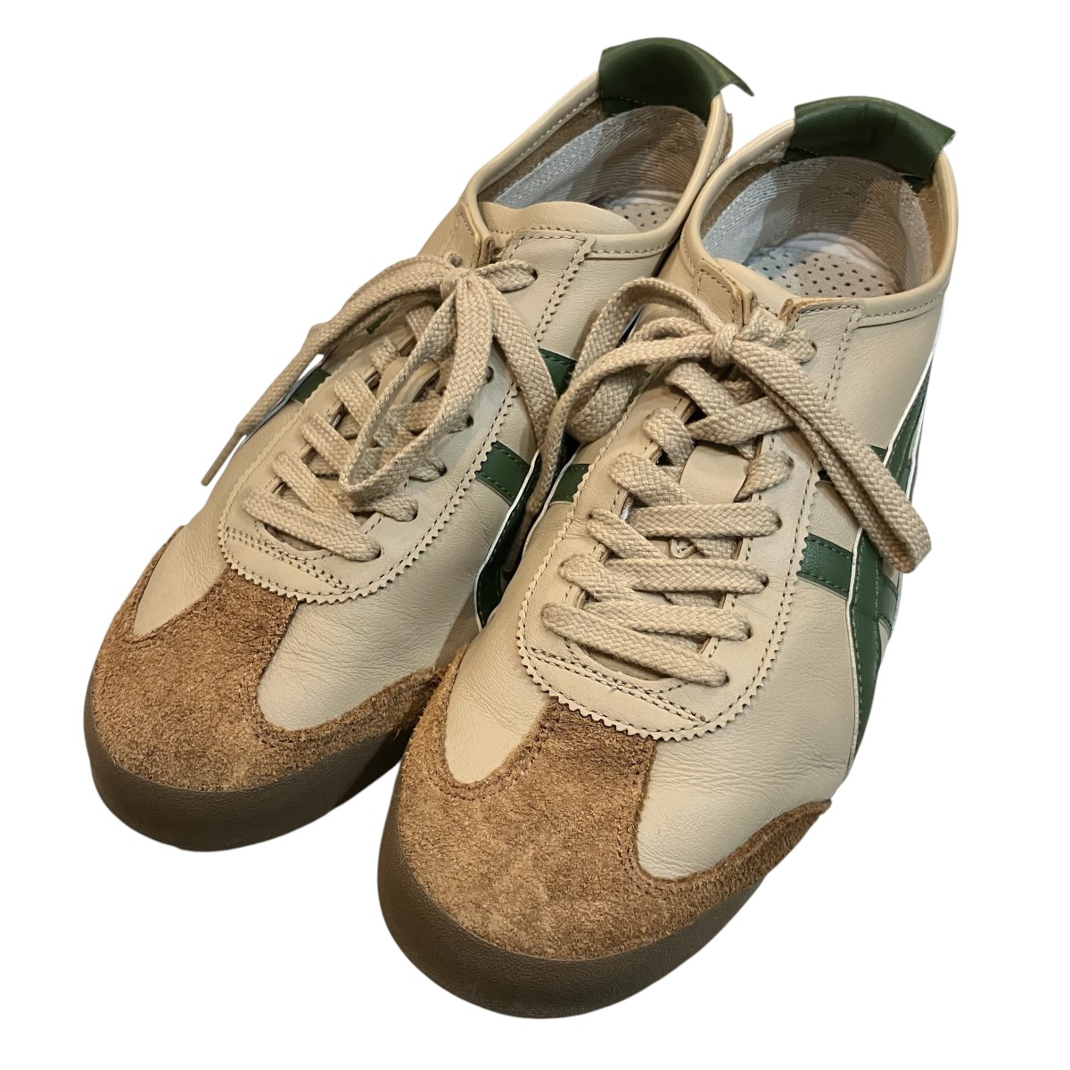 【中古】Onitsuka Tiger 「MEXICO 66」 スニーカー 1183C102 ベージュ×緑であること 大きさ：27コマーシャル 【110626】（オニツカタイガー）