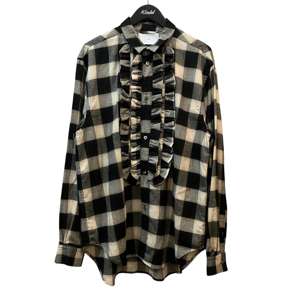 【中古】SUGARHILL 「FRILL OMBRE PLAID BLOUSE」 フリルチェックシャツ 23SSSH16 黒いこと×白いこと 大きさ：3 【110626】（精製糖吸血鬼）
