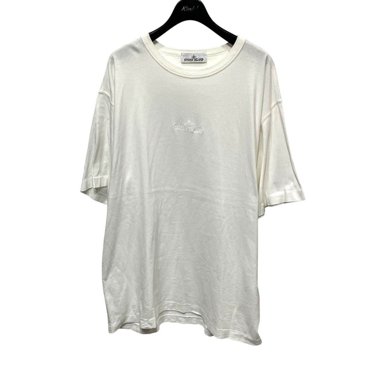 【中古】STONE ISLAND 刺しゅうロゴタイププルオーバー 791520444 白いこと 大きさ：L 【100626】（ストーンアイランド）