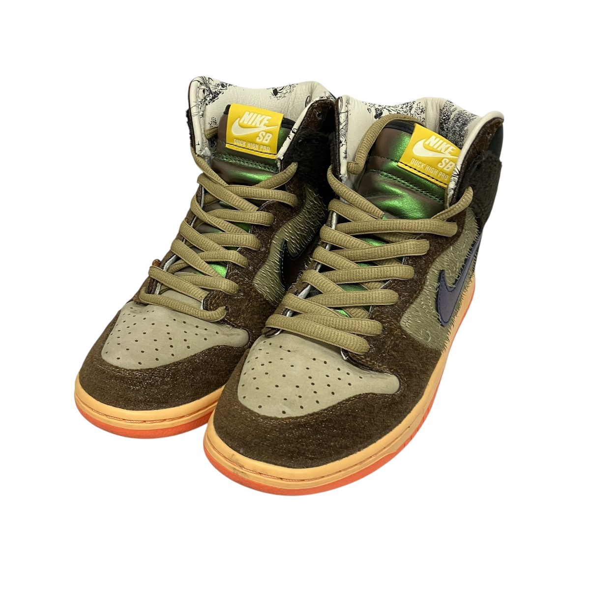 【中古】Concepts×NIKE SB SB DUNK HIGH PRO QS ハイカットスニーカー DC6887-200 タン×落下傘 ベージュ×オレンジ色 車輪止め×バロック 赤銅色 大きさ：26 【100626】（概念作用×ナイキSB）