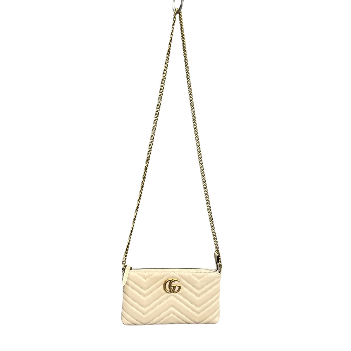 【中古】GUCCIGGマーモント チェーンショルダーバッグ 443447 ホワイト【価格見直し】|ブランド古着のカインドオル