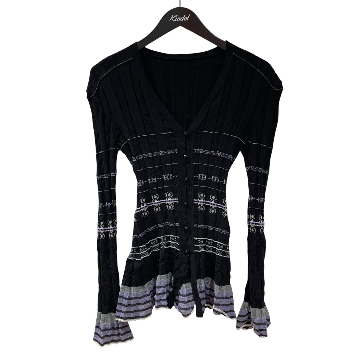 【中古】mame kurogouchi Lamp Shaped Knit Cardigan 長袖ジレー MM26SS-KN066 黒いこと 大きさ：2 【100626】（マメクロゴウチ）