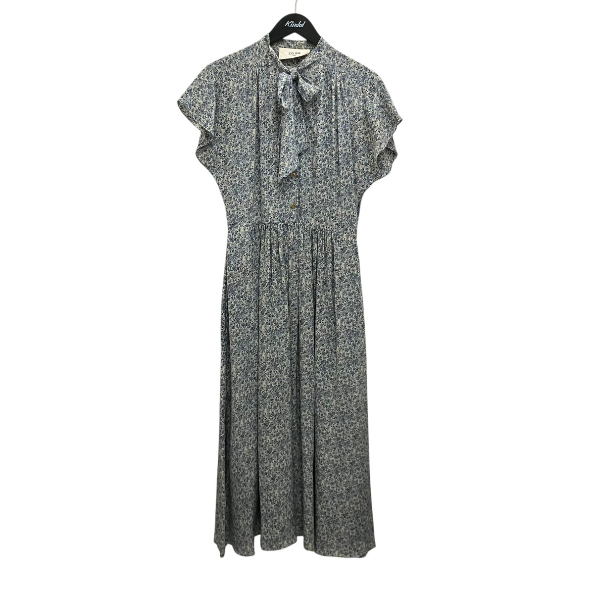 【中古】CELINE ボウタイフラワーワンピース 2R47B307O 青色×白いこと 大きさ：36 【100626】（セリーヌ）