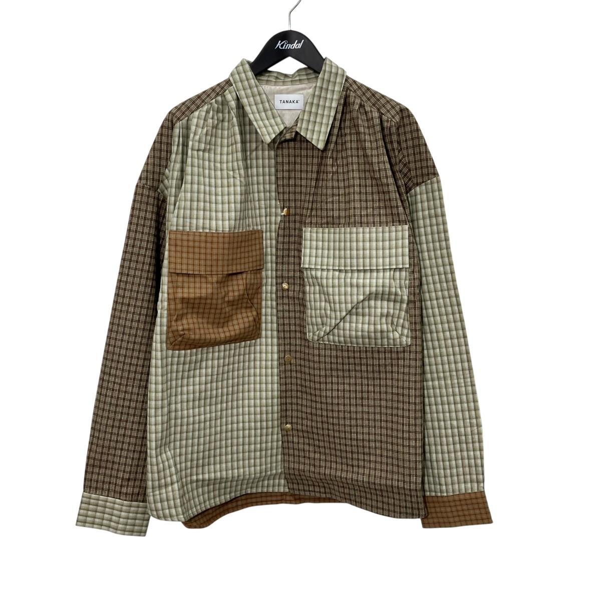 【中古】TANAKA OVERSHIRT 読み合わせる 長袖プルオーバー ST-216-MC 緑であること 大きさ：L 【100626】（タナカ）