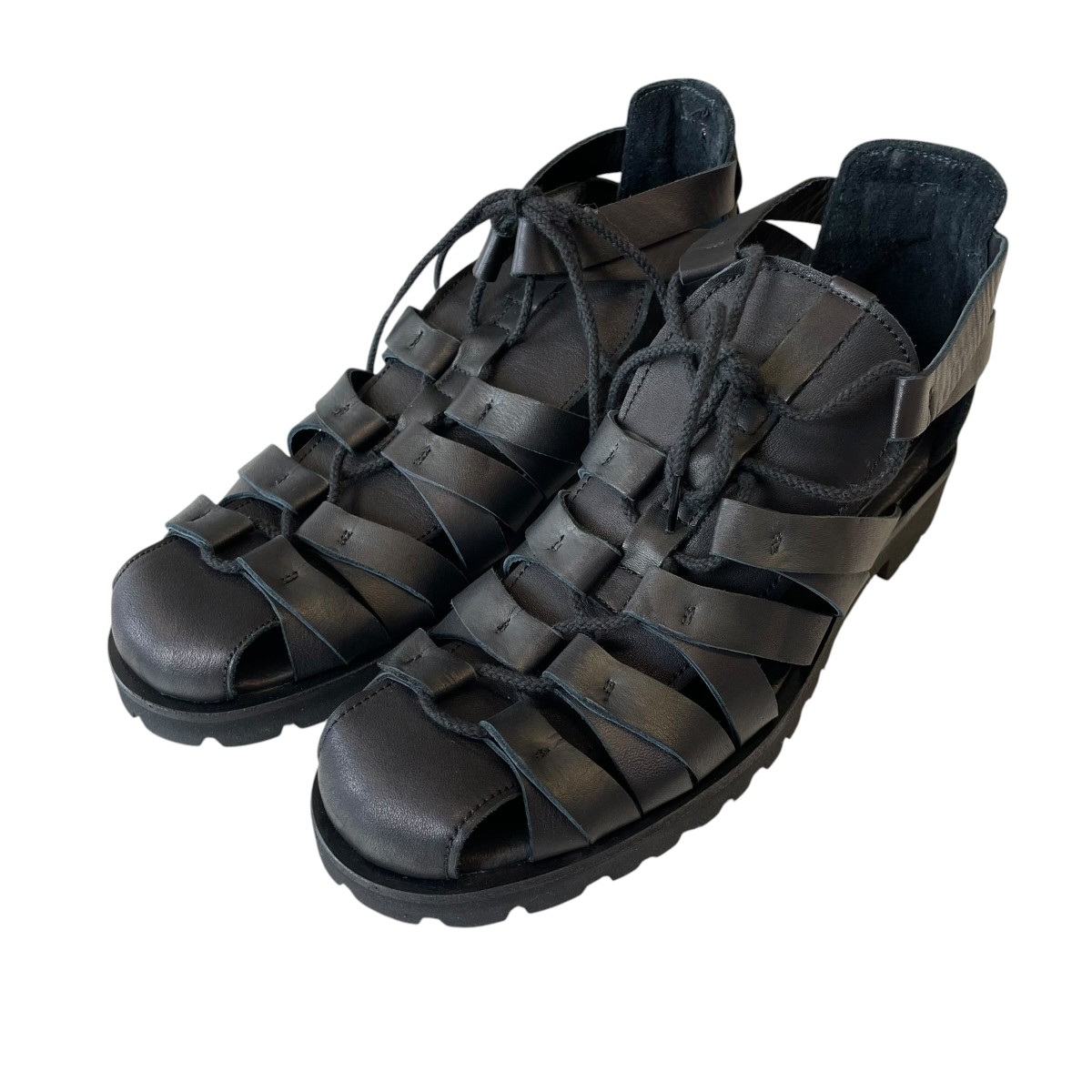 【中古】Y’s 26SS SOFT LEATHER GURKHA SANDALS なめし革サンダル YK-E05-720 黒いこと 大きさ：5 【110626】（ワイズ）