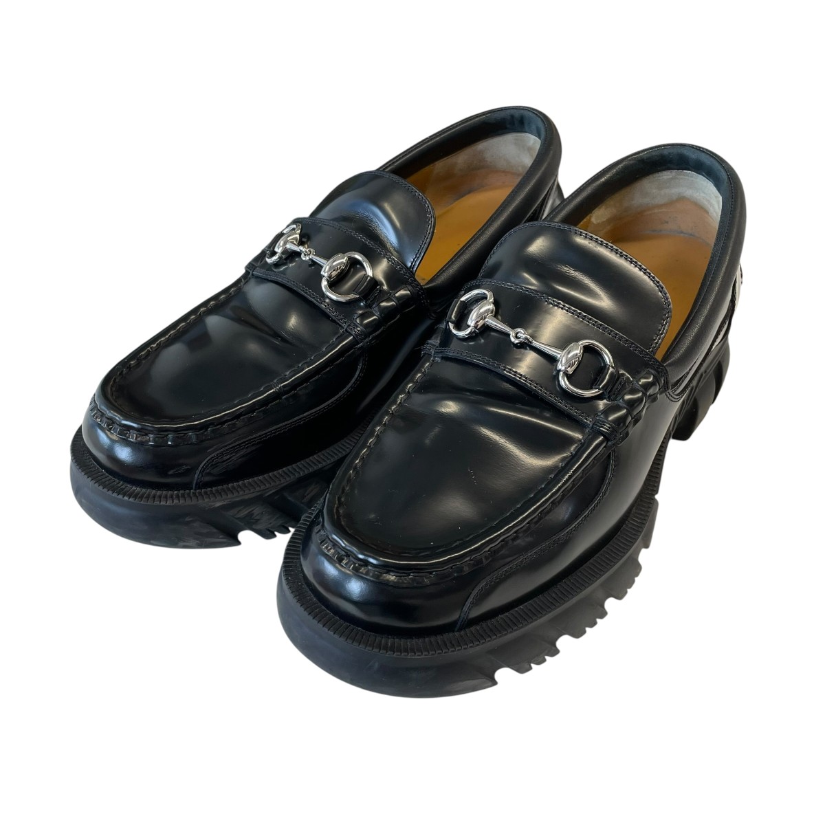 【中古】GUCCI ホースビットラグソール 置き目毛皮 658822 黒いこと 大きさ：10 1/2 【110626】（グッチ）