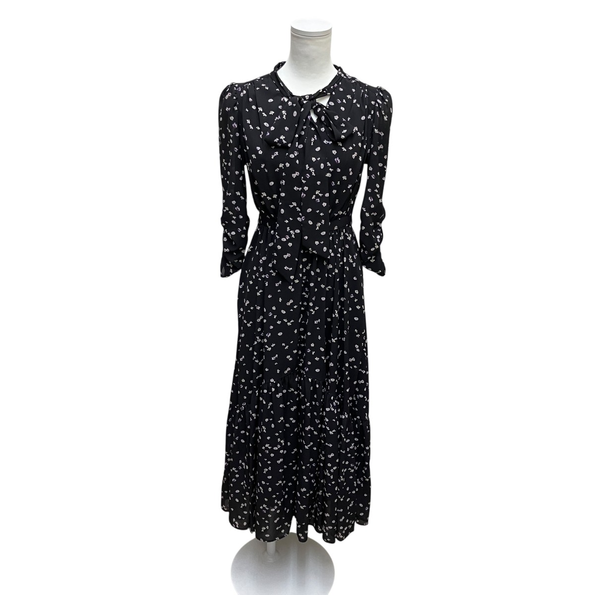 【中古】Her lip to 総花柄 半袖ワンピース 1243305090 ブラック サイズ:S 【110626】(ハーリップトゥ)|ブランド古着のカインドオル