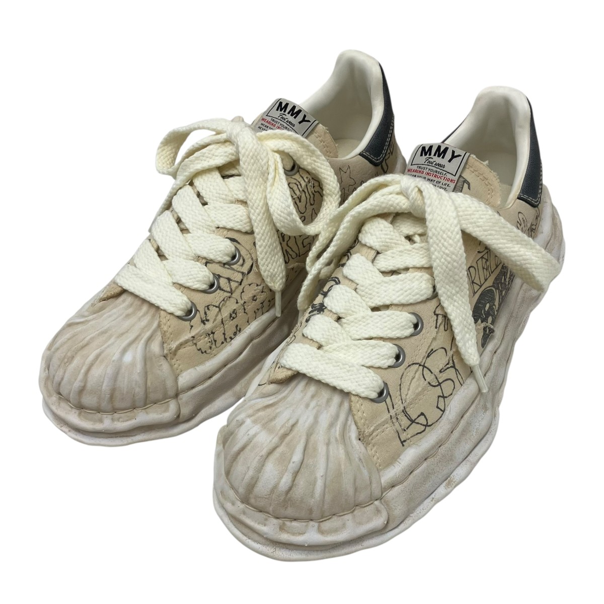 【中古】Maison MIHARA YASUHIRO 26SS BLAKEY graffiti printed Low ローカットスニーカー 白いこと 大きさ：43 【110626】（メゾンミハラヤスヒロ）