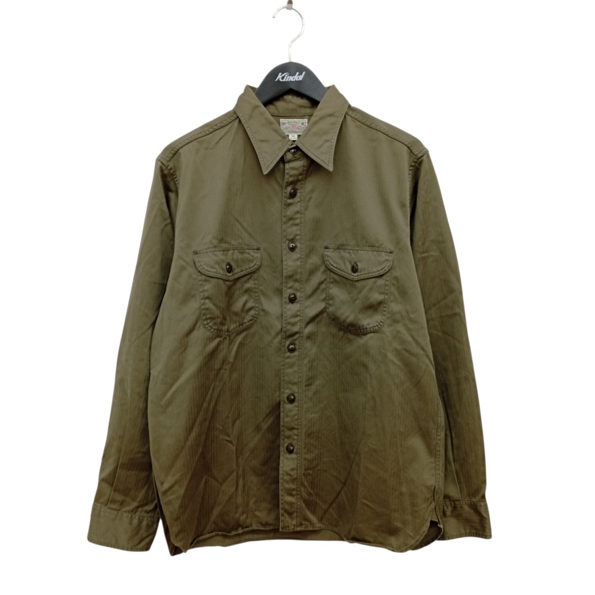 【中古】Buzz Rickson’s HERRINGBONE WORK SHIRT プルオーバー BR26081 カーキ 大きさ：16-16 1/2 【110626】（バズリクソンズ）