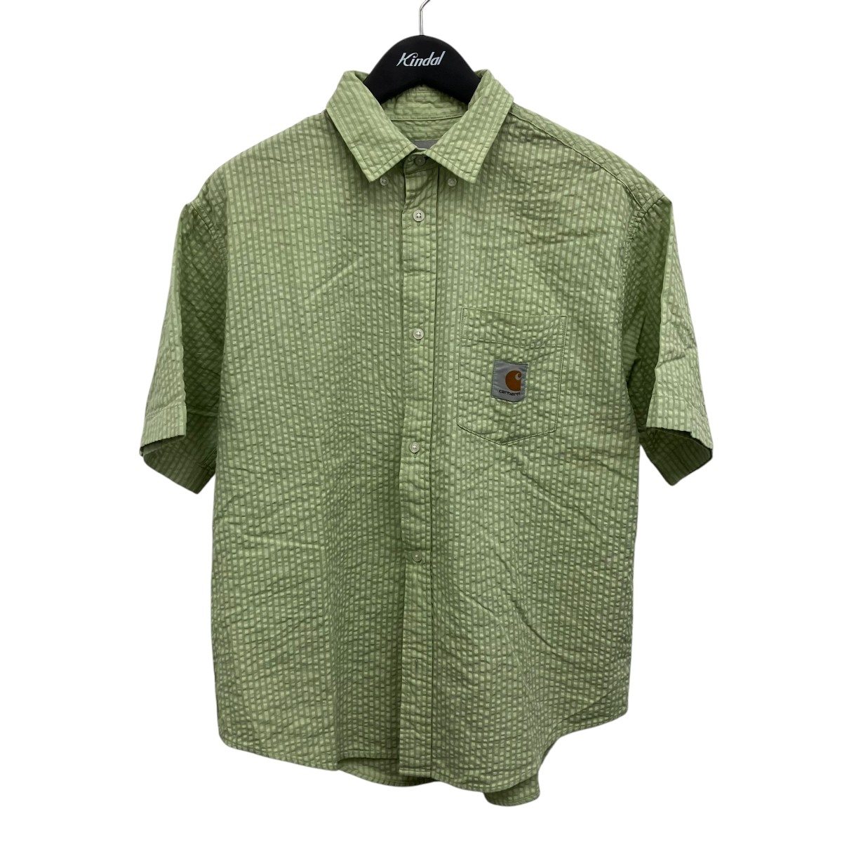 【中古】CARHARTT S S TOLAND SHIRT ショートスリーブトーランドシャツ 緑であること 大きさ：XS 【110626】（鉄道車両ハート型）