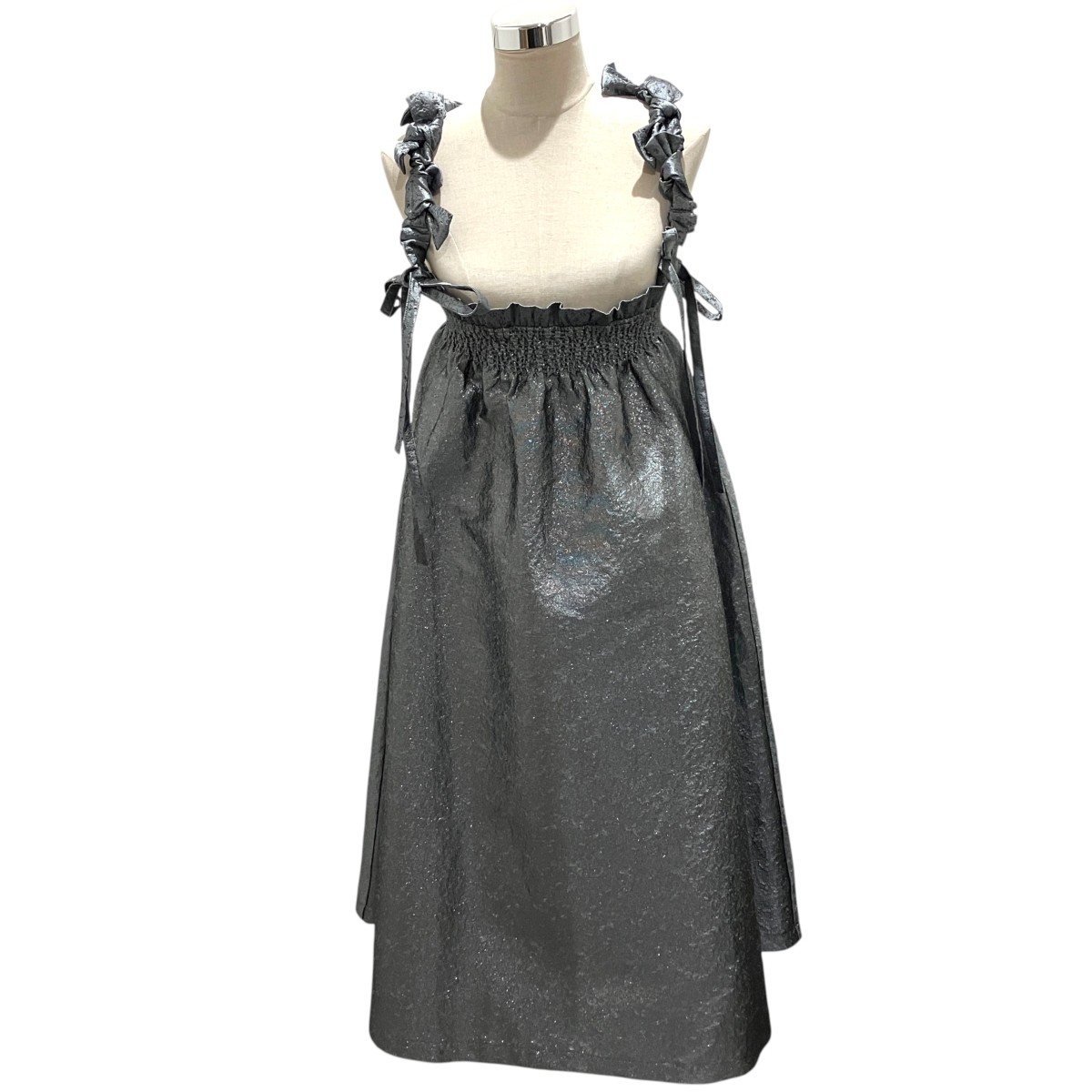 【中古】Bibiy． 【MIMI RIBBON SKIRT】 ジャガードワンピース B31-SK030GYF しろがね色 大きさ：F 【110626】（ビビィ）