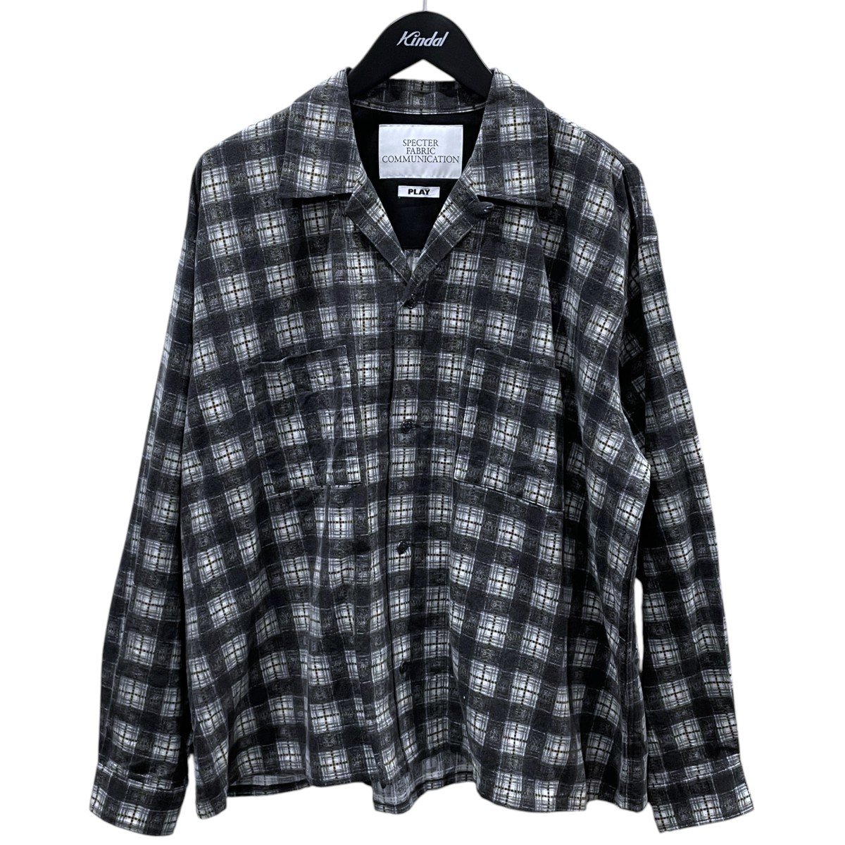 【中古】SPECTER FABRIC COMMUNICATION PLAY 読み合わせる柄明けっ広げ色合いプルオーバー SHIRE シャイア 黒いこと・薄墨色・洋芥子 大きさ：17 1/2 【110626】（スペクターファブリックコミュニケーション かき鳴らす）