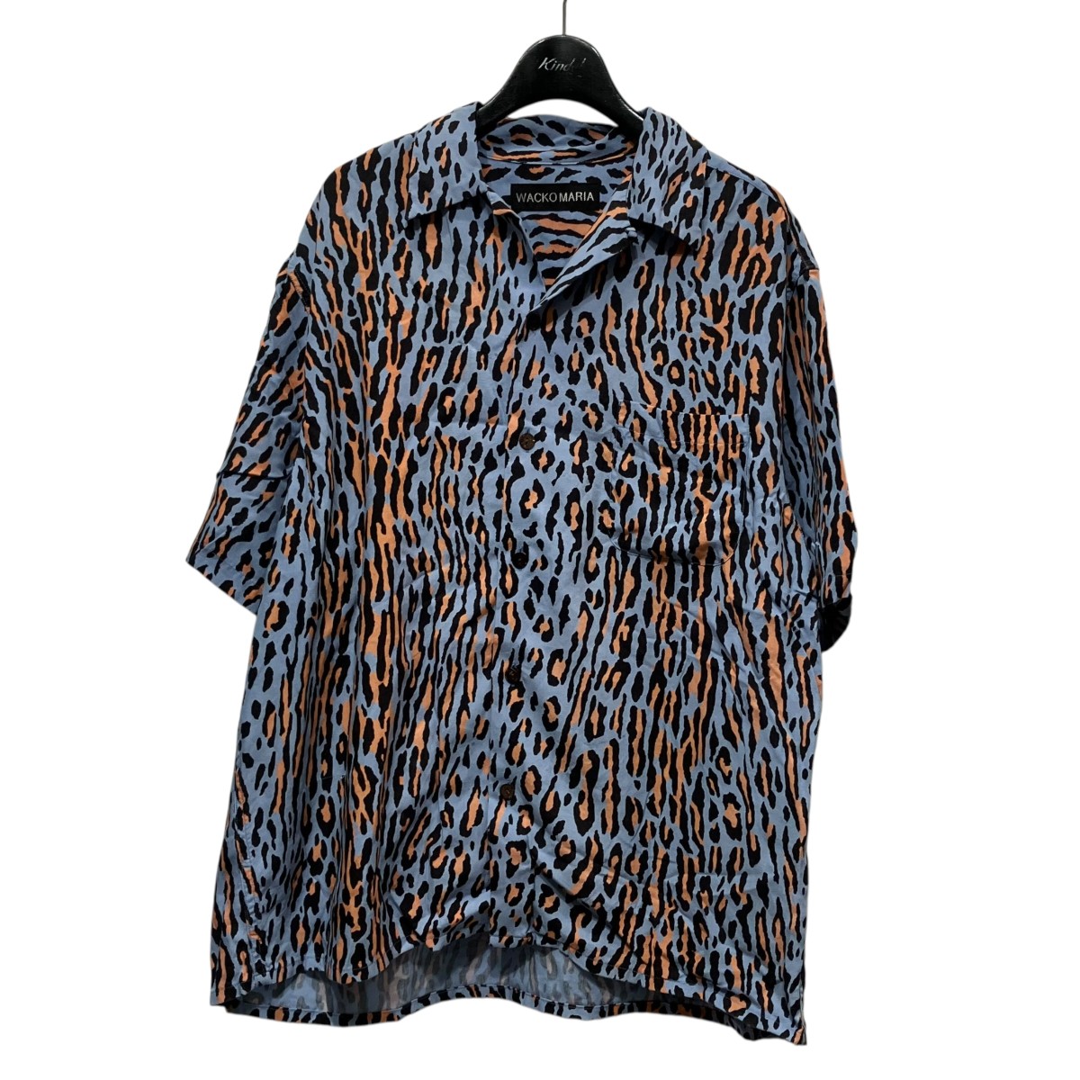 【中古】WACKO MARIA 25SS レオパードレーヨンシャツ 青色×オレンジ色 大きさ：M 【110626】（ワコマリア）