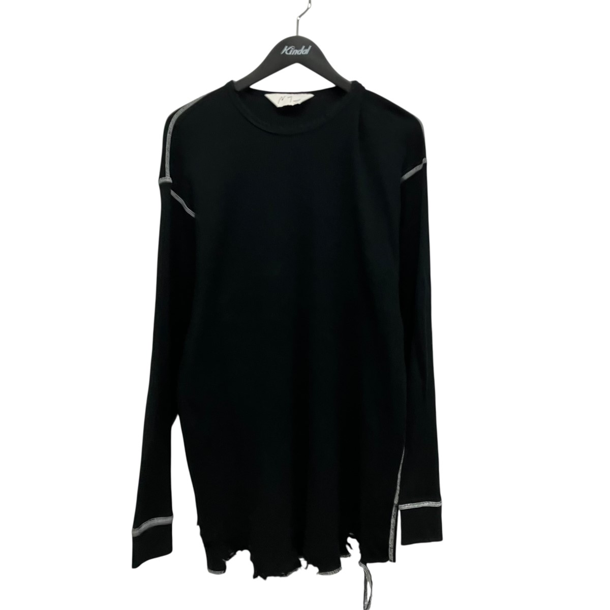 【中古】ANCELLM DAMAGE WAFFLE CREW LS T-SHIRT ワーヘルロングプルオーバー ANC-CT134 黒いこと 大きさ：L 【110626】（アンセルム）