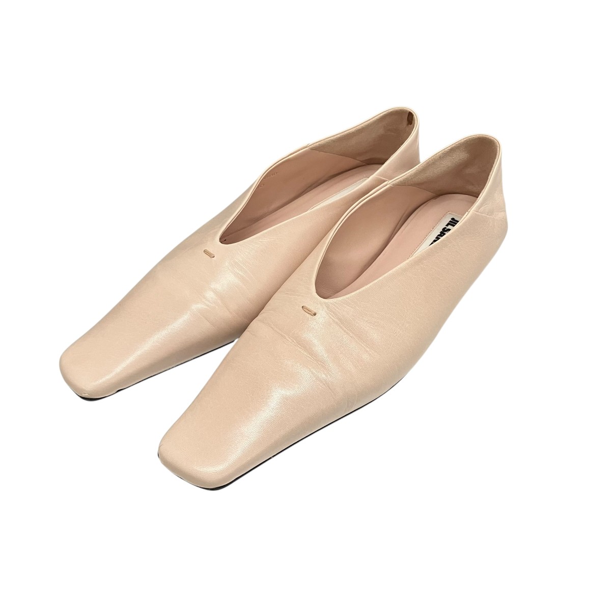 【中古】JIL SANDER スクエアトゥーフラットパンプス サクラ色 大きさ：36 【110626】（ジルサンダー）