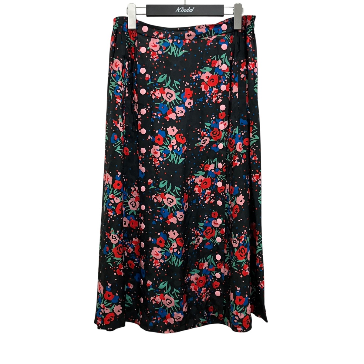【中古】MARC JACOBS 【THE BUTTON-UP SKIRT】 花柄スコート 黒いこと×赤いこと×青色 大きさ：10 【110626】（マークジェイコブス）