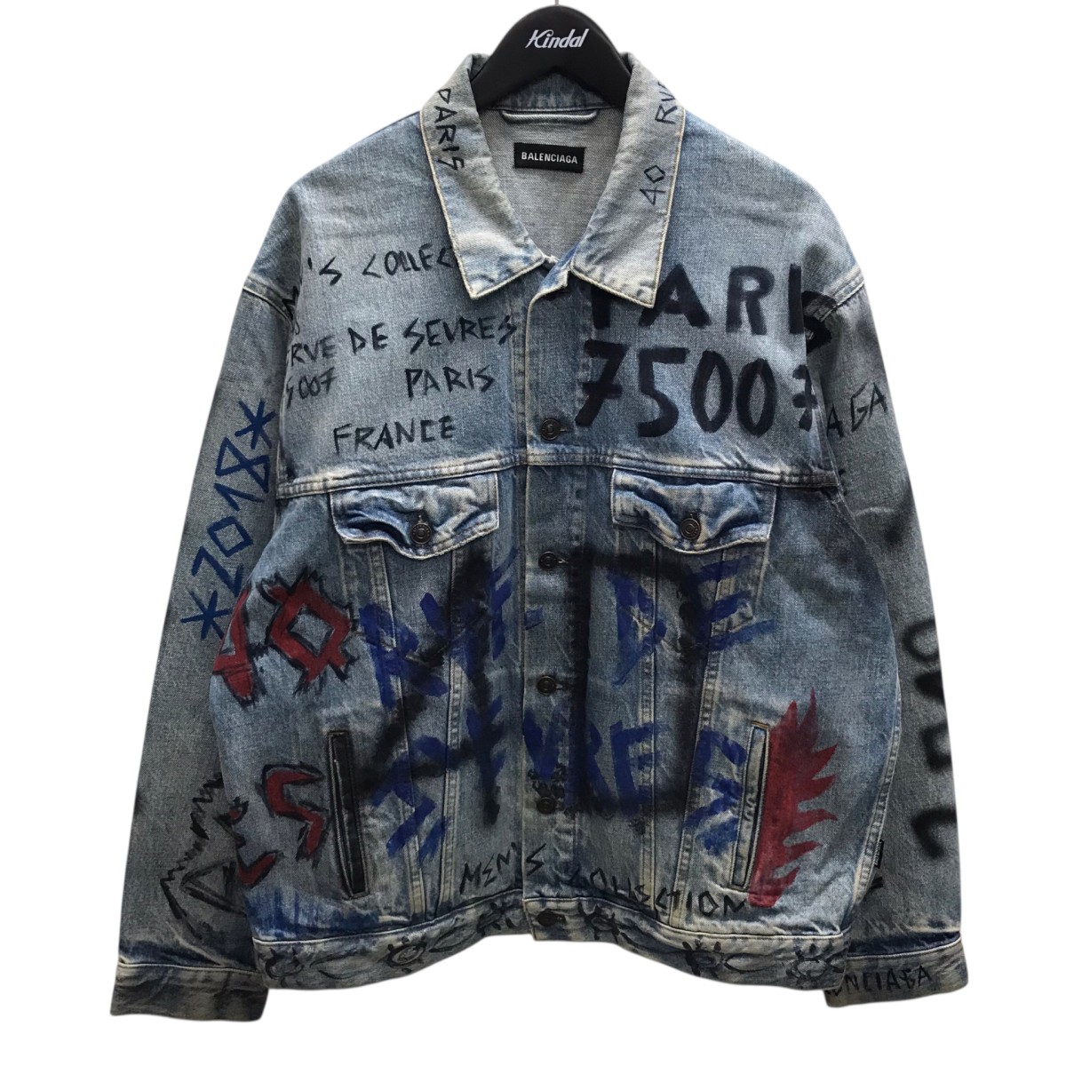 【中古】BALENCIAGA　デニムジャケット ブルー サイズ：46 【120626】（バレンシアガ）｜ブランド古着のカインドオル