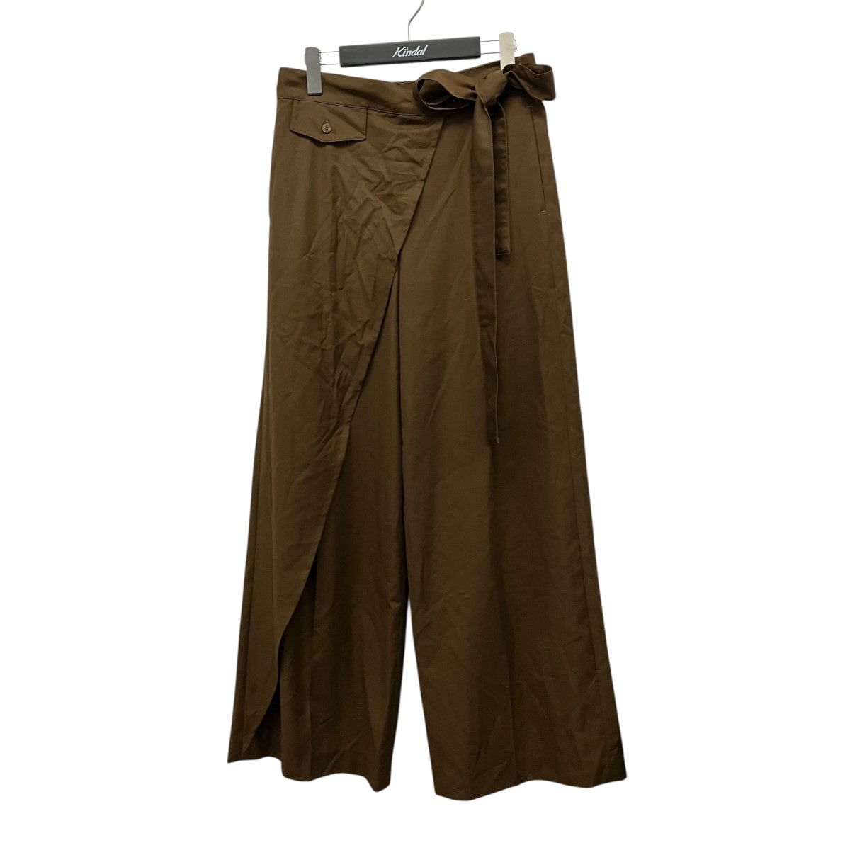 【中古】ETHOS　STRAP FLARE WIDE PANTS ラップフレアワイドパンツ ETH38PT15MBR ブラウン サイズ：S 【120626】（エトス）｜ブランド古着のカインドオル
