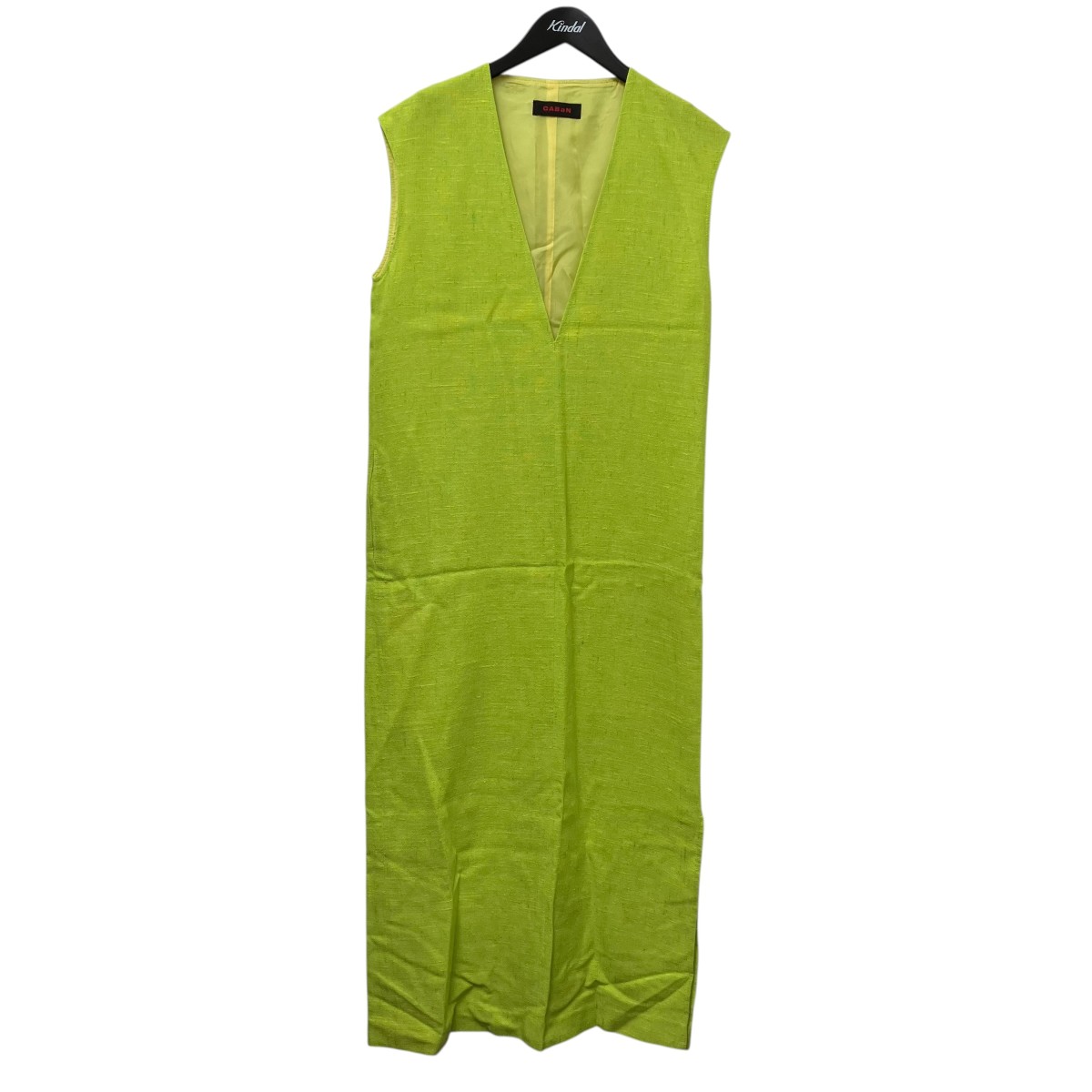 【中古】CABaN レーヨンシルク Vネックロングワンピース 39-06-31-06003 黄緑 サイズ:S 【130626】(キャバン)|ブランド古着のカインドオル