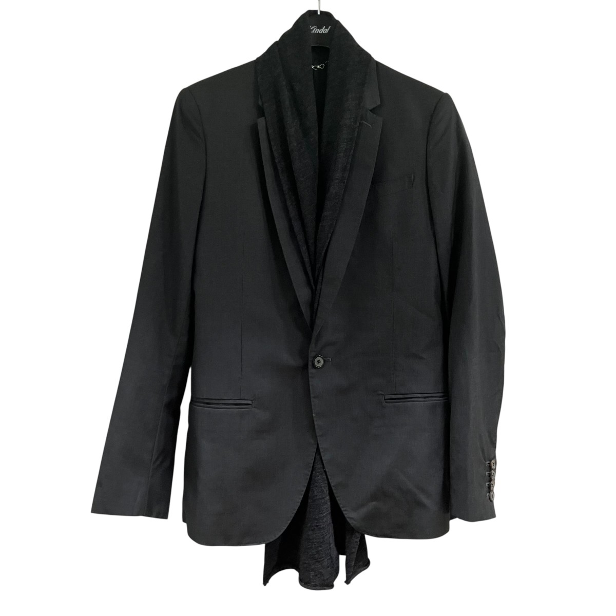 【中古】MIHARA YASUHIRO　スカーフドッキングテーラードジャケット グレー サイズ：48 【130626】（ミハラヤスヒロ）｜ブランド古着のカインドオル 23,562円