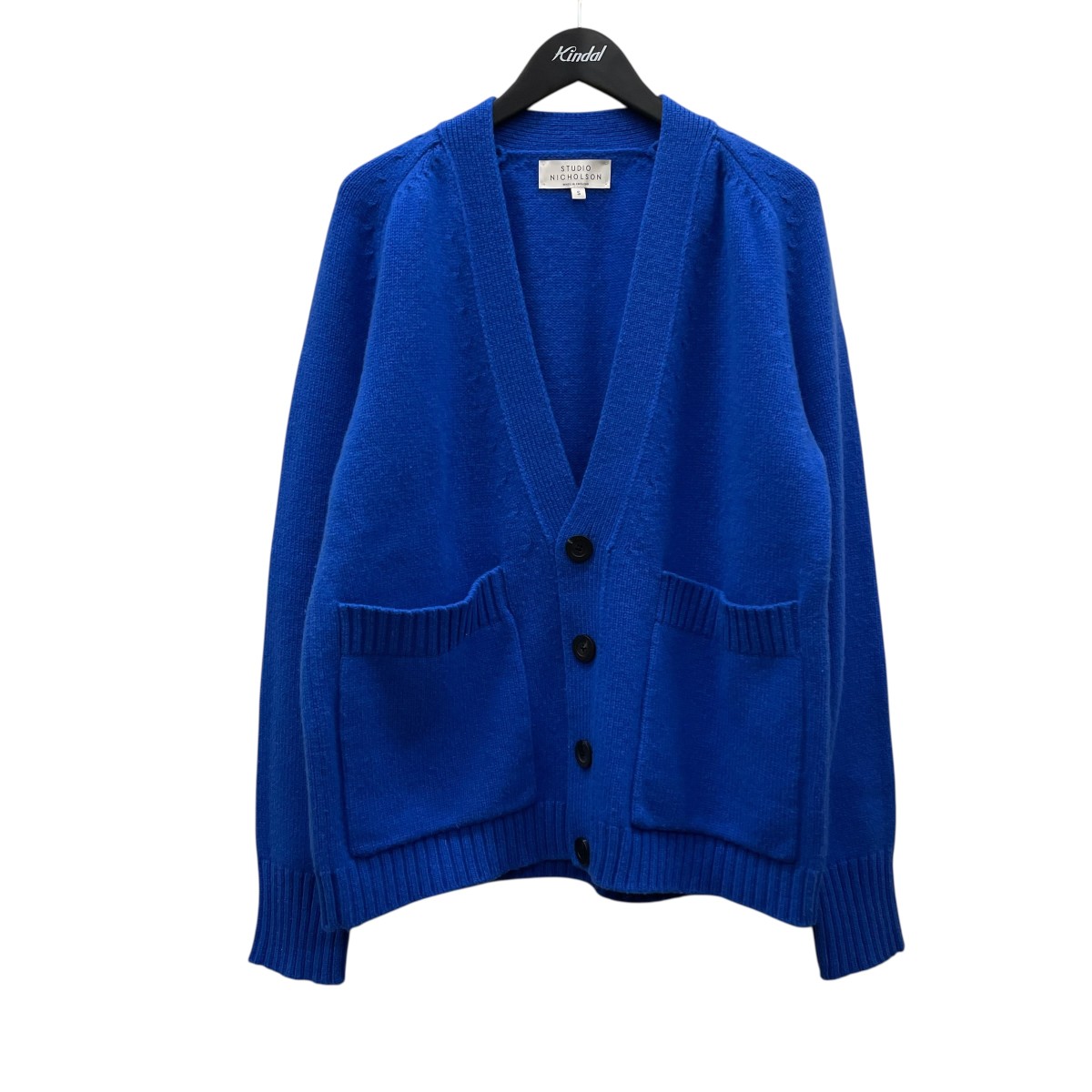 【中古】STUDIO NICHOLSON　ENGLISH LAMBSWOOL KNIT CARDIGAN ニットカーディガン SNM-049 ブルー サイズ：S 【130626】（スタジオニコルソン）｜ブランド古着のカインドオル