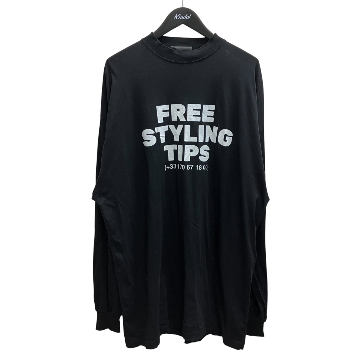 【中古】BALENCIAGALong Sleeve Free Styling Tips T-Shirt in Washed Black 長袖Ｔシャツ ブラック サイズ：2【価格見直し】｜ブランド古着のカインドオル