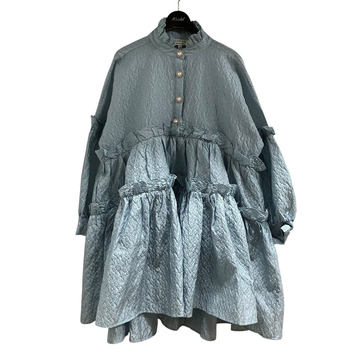 【中古】DREAM SISTER JANE　ジャガードドレス ワンピース スカイブルー サイズ：S 【140626】（ドリームシスター ジェーン）｜ブランド古着のカインドオル