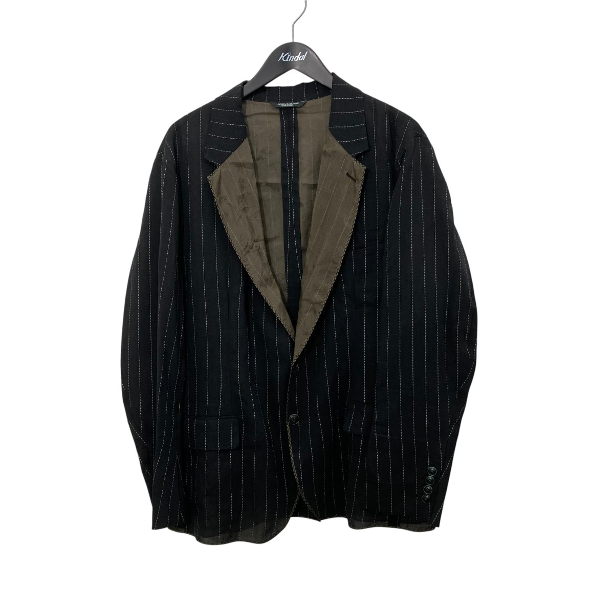 【中古】DOLCE ＆ GABBANA　ストライプ テーラードジャケット G2DA7T ブラック サイズ：54 【230726】（ドルチェアンドガッバーナ）｜ブランド古着のカインドオル