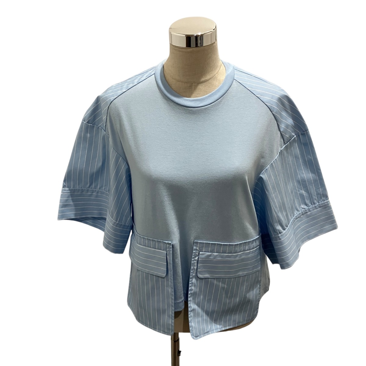 【中古】nagonstans 26SS 【woven combi t-shirt】 切替Tシャツ 470JS480-2071 スカイブルー サイズ:M 【150626】(ナゴンスタンス)|ブランド古着のカインドオル