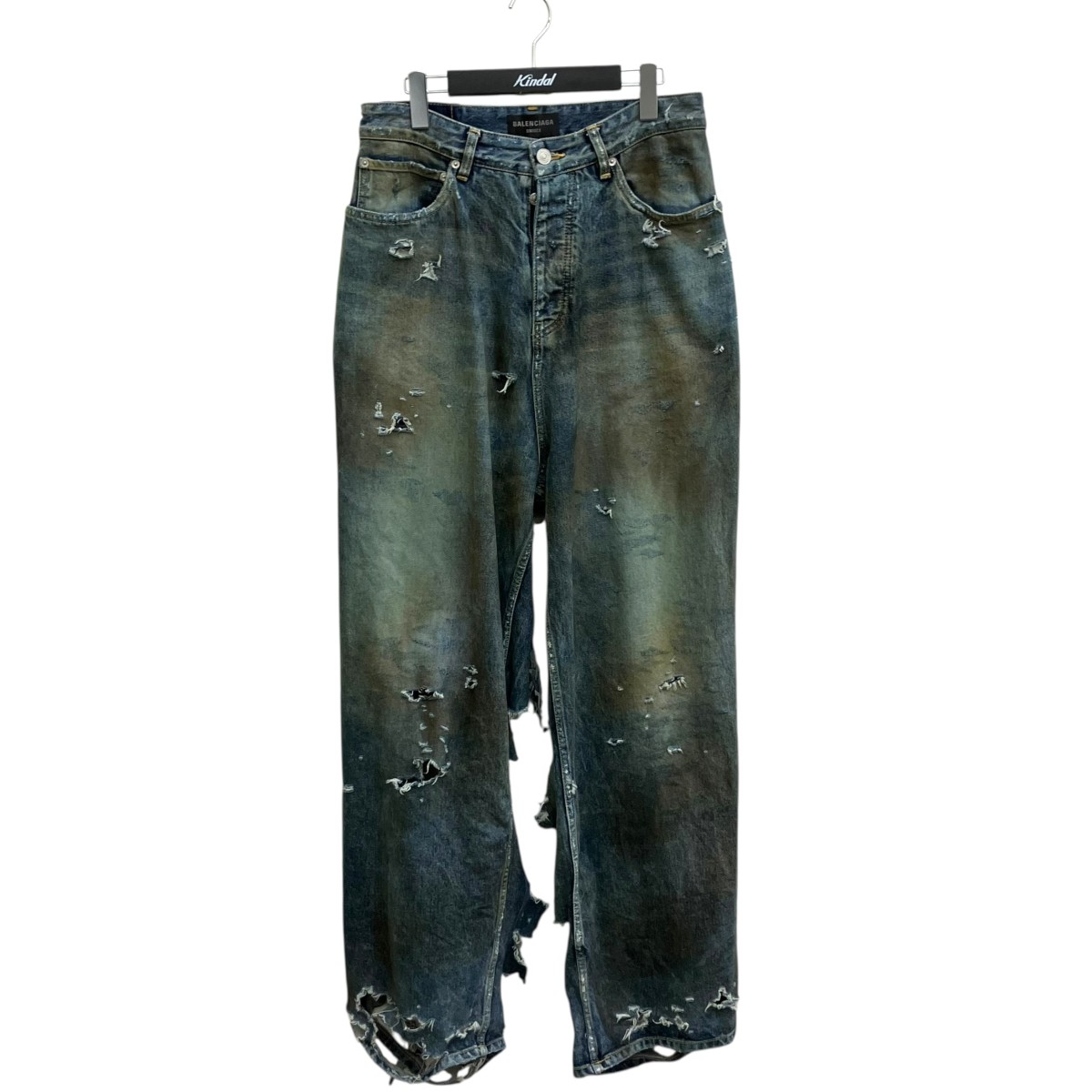 【中古】BALENCIAGA　SUPER DESTROYED BAGGY デニムパンツ 745248 インディゴ サイズ：XS 【160626】（バレンシアガ）｜ブランド古着のカインドオル