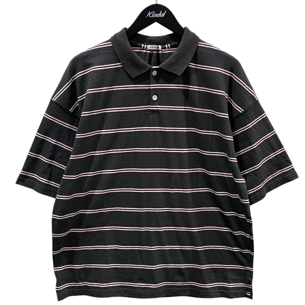 【中古】refomed 26SS ボーダー柄半袖ポロシャツ OLD MAN POLO BORDER オールドマンポロ ボーダー RECU-064 グレー・バーガンディー・ホワイト サイズ:3 【120726】(リフォメッド)|ブランド古着のカインドオル
