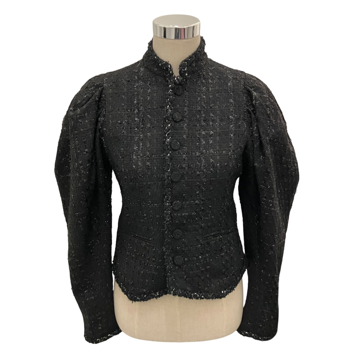 【中古】VIVIANO 26SS 【TWEED COL MONTANT JACKET】 ツイードジャケット VW-SS26-J06 ブラック サイズ:M 【160626】(ヴィヴィアーノ)|ブランド古着のカインドオル