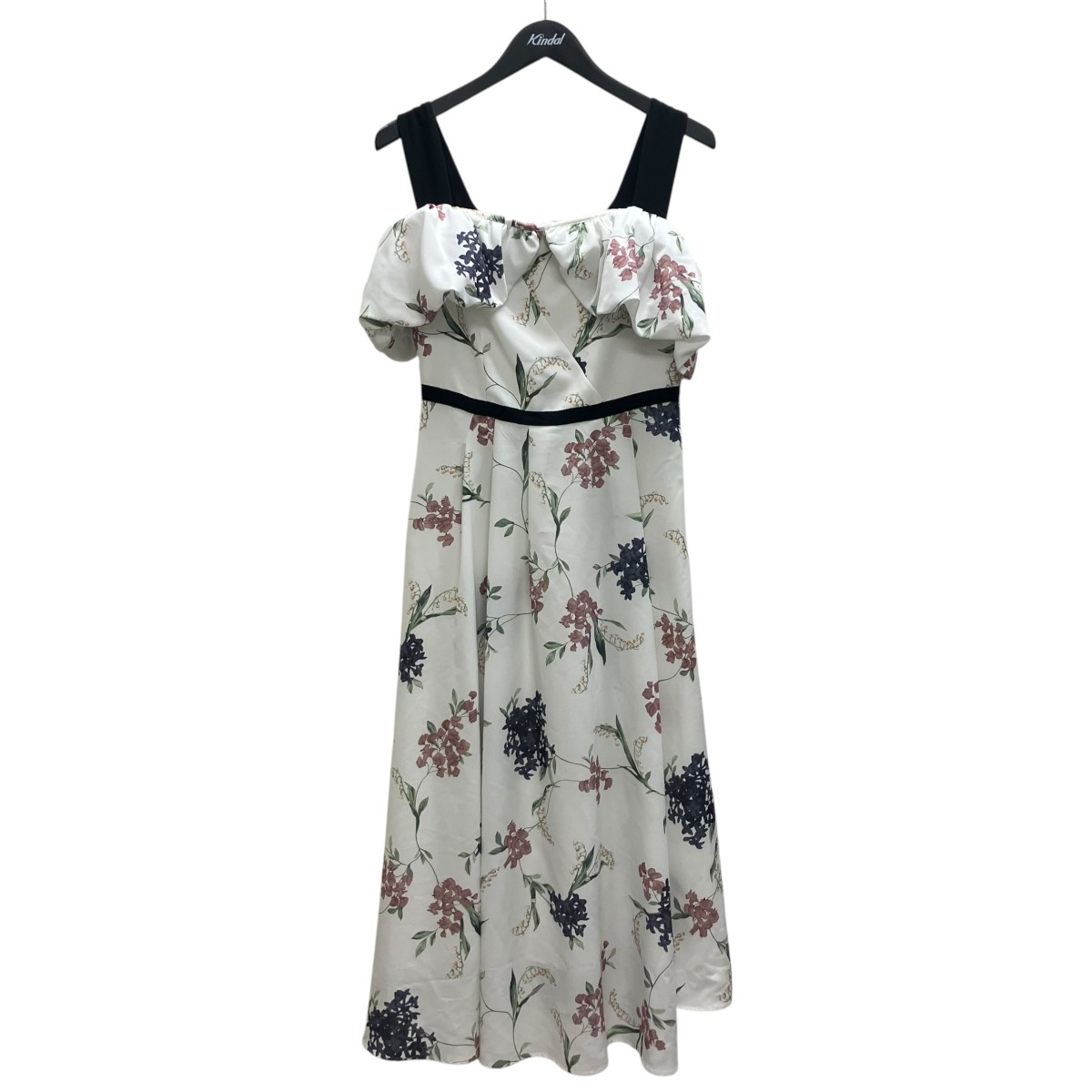 【中古】Her lip to Avignon Floral Garden Dress 花柄ノースリーブワンピース ホワイト×グリーン サイズ:S 【170626】(ハーリップトゥ)|ブランド古着のカインドオル