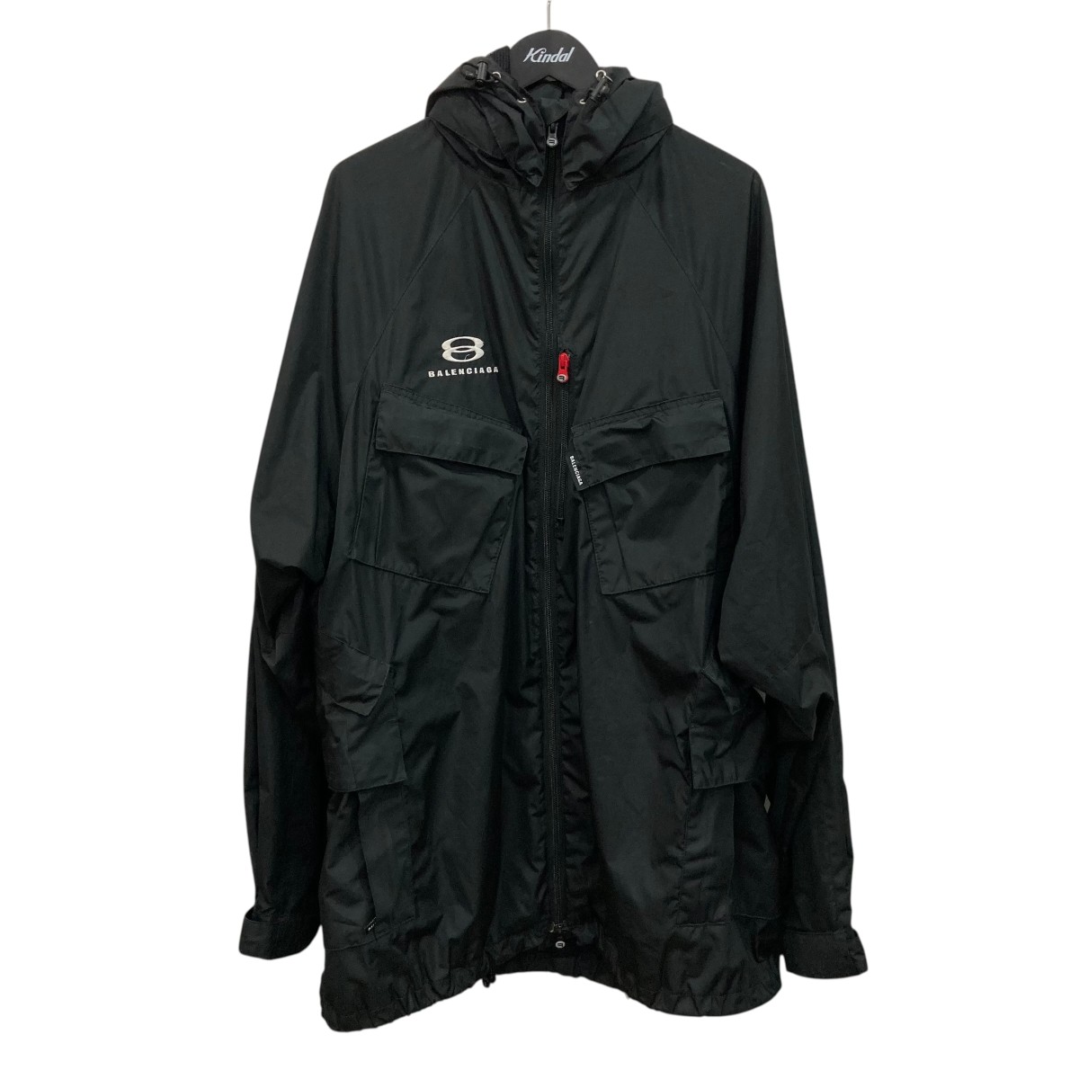 【中古】BALENCIAGA ラグランスリーブテクニカルパーカブルゾン 681458 ブラック サイズ:48 【190626】(バレンシアガ)|ブランド古着のカインドオル