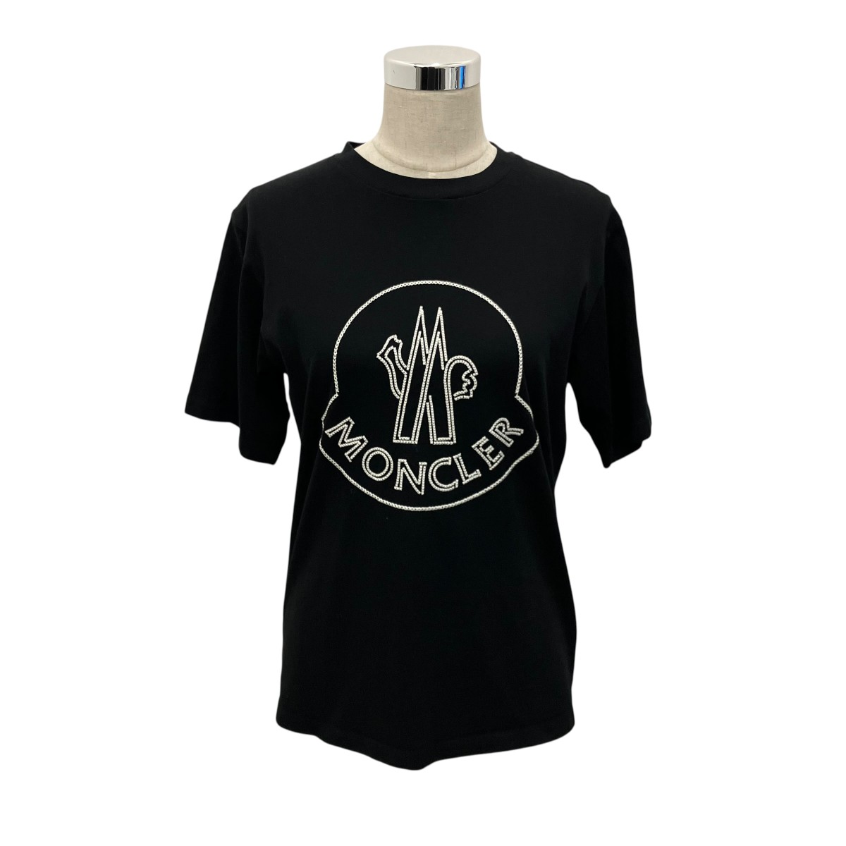 【中古】MONCLER【MAGLIA MANICHE CORTE】 刺繍Tシャツ ブラック サイズ：S【価格見直し】｜ブランド古着のカインドオル