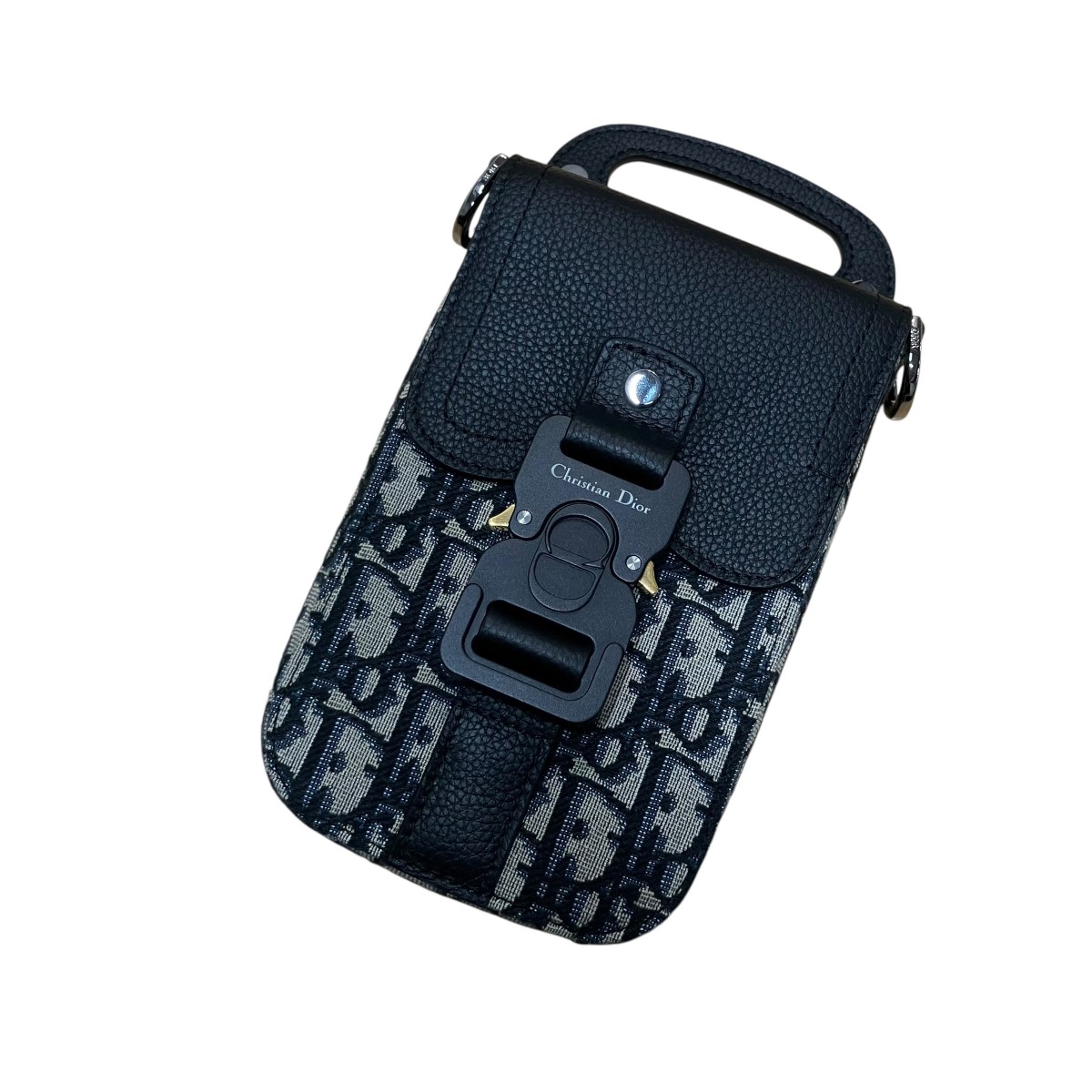 【中古】DIOR オブリークサドルバーティカルポーチ ネイビー×ベージュ サイズ:- 【200626】(ディオール)|ブランド古着のカインドオル