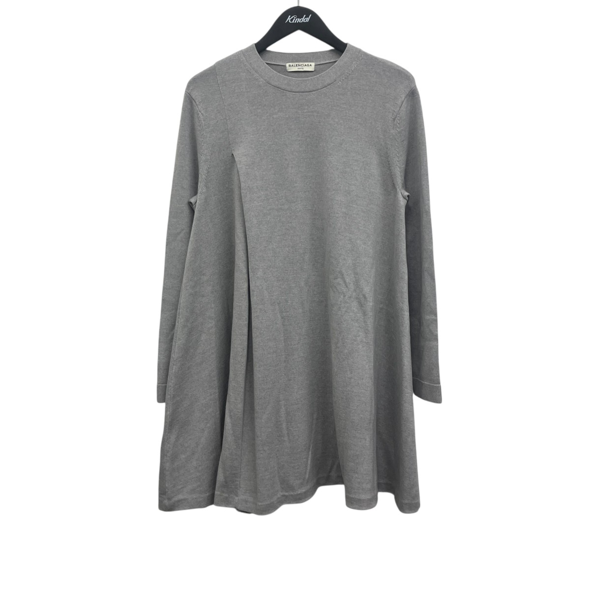 【中古】BALENCIAGA　フロントタックニットワンピース グレー サイズ：36 【210626】（バレンシアガ）｜ブランド古着のカインドオル