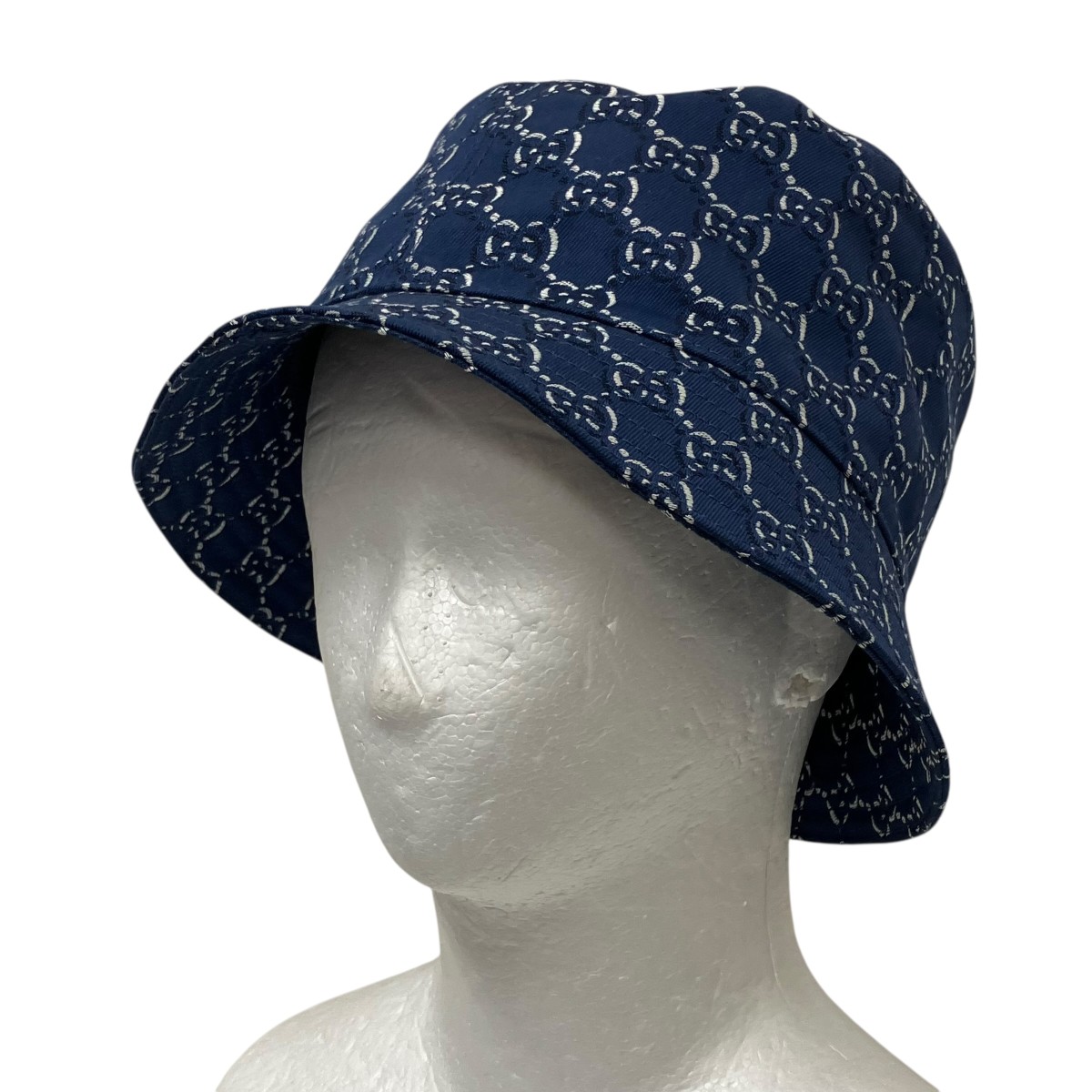 【中古】GUCCI　GG ハット 817427 ネイビー 【210626】（グッチ）｜ブランド古着のカインドオル