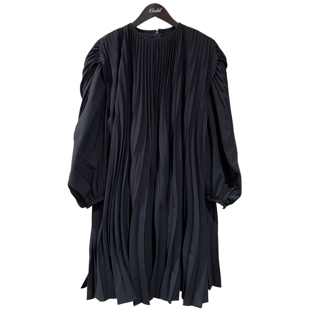 【中古】mame kurogouchi　Curved Pleated Dress ドレープドレス MM22FW-DR039 ネイビー サイズ：1 【210626】（マメクロゴウチ）｜ブランド古着のカインドオル