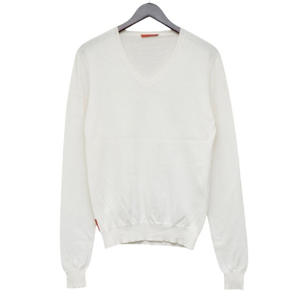 【中古】PRADA SPORTS　2008　コットンカシミヤVネックセーター　ニット　カシミヤ混　0000ET-C0715-00009 ホワイト サイズ：44 【220626】（プラダスポーツ）｜ブランド古着のカインドオル