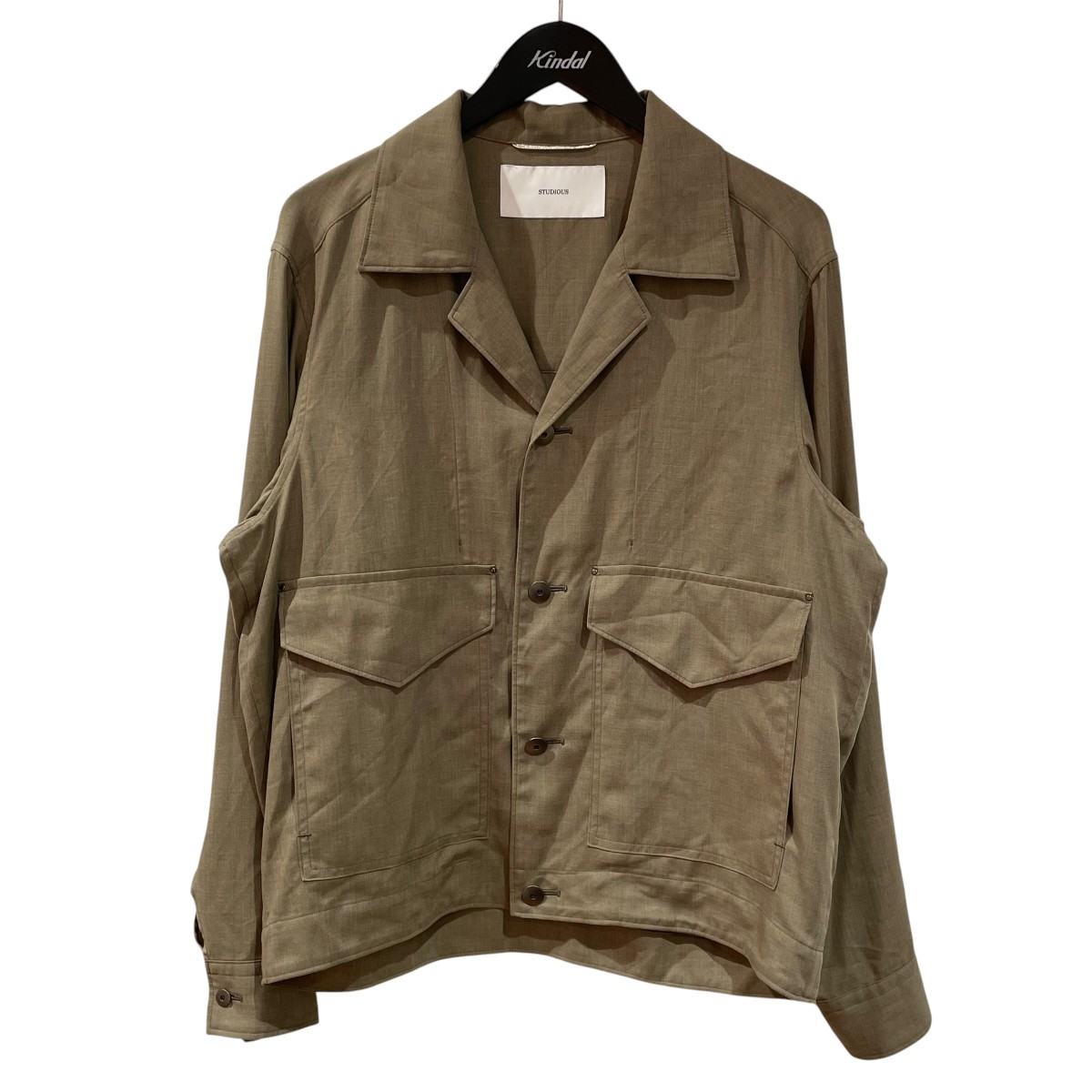 【中古】STUDIOUS Summer Woolycupra WorkJacket テーラードジャケット 116350026 オリーブ 【220626】（ステュディオス）