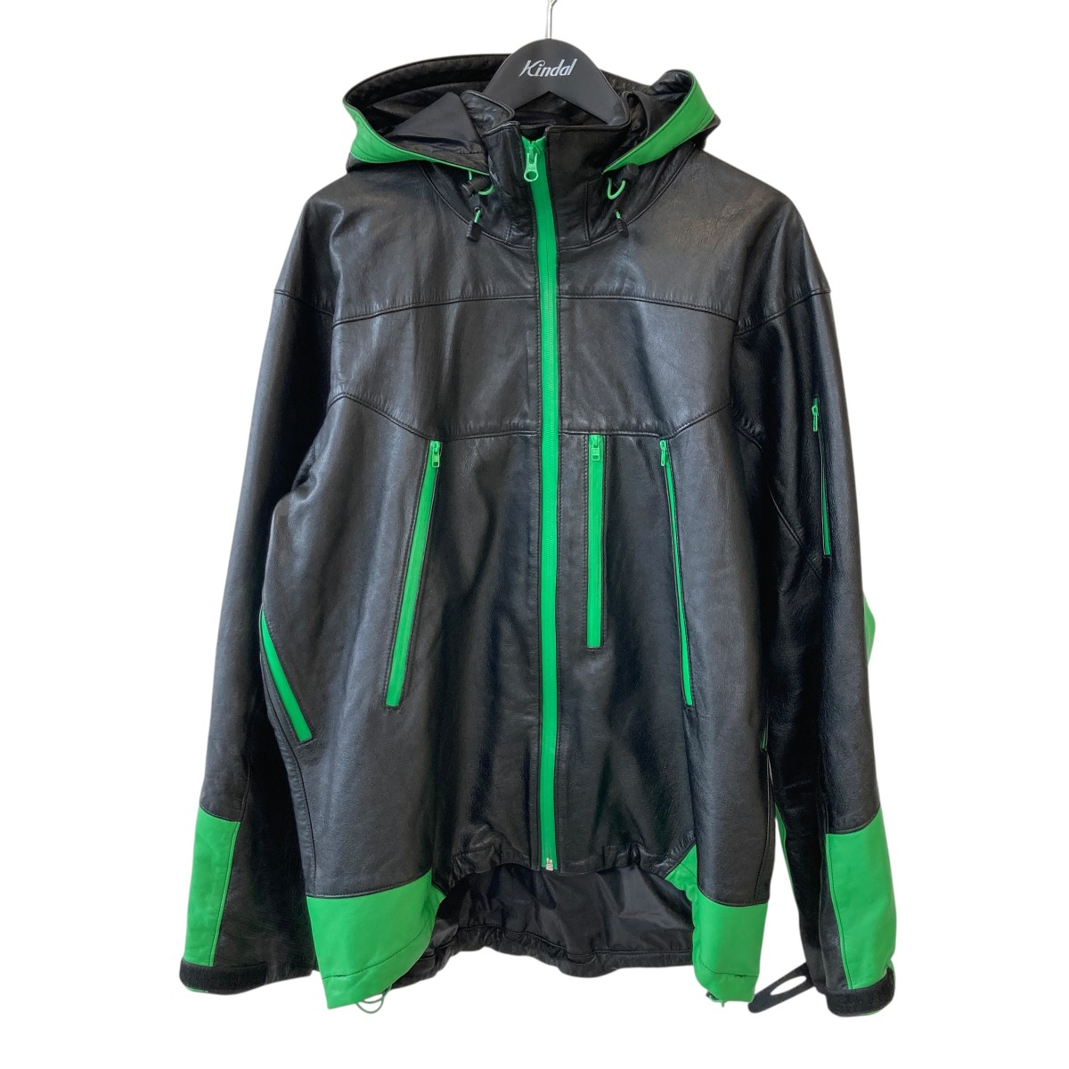 【中古】THE WORLD IS YOURS　LEATHER MOUNTAIN PARKA レザーマウンテンパーカー ブラック、グリーン サイズ：S 【240626】（ザ ワールド イズ ユアーズ）｜ブランド古着のカインドオル