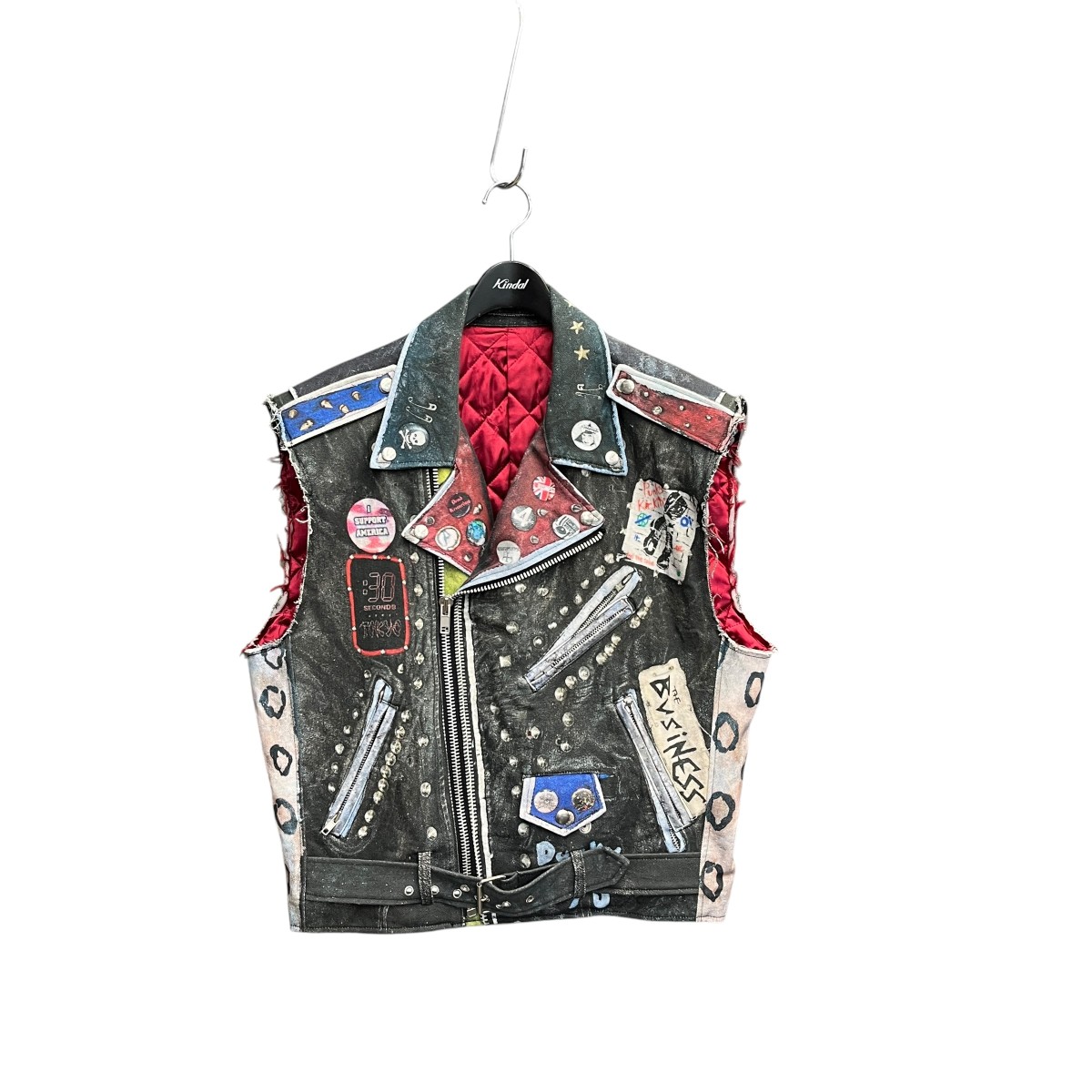 【中古】doublet 22SS PHOTO PRINT VEST ライダースベスト 22SS35VE18 ブラック サイズ:M 【240626】(ダブレット)|ブランド古着のカインドオル